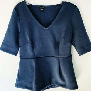 Ann Taylor Teal Blue V-Neck Peplum Top